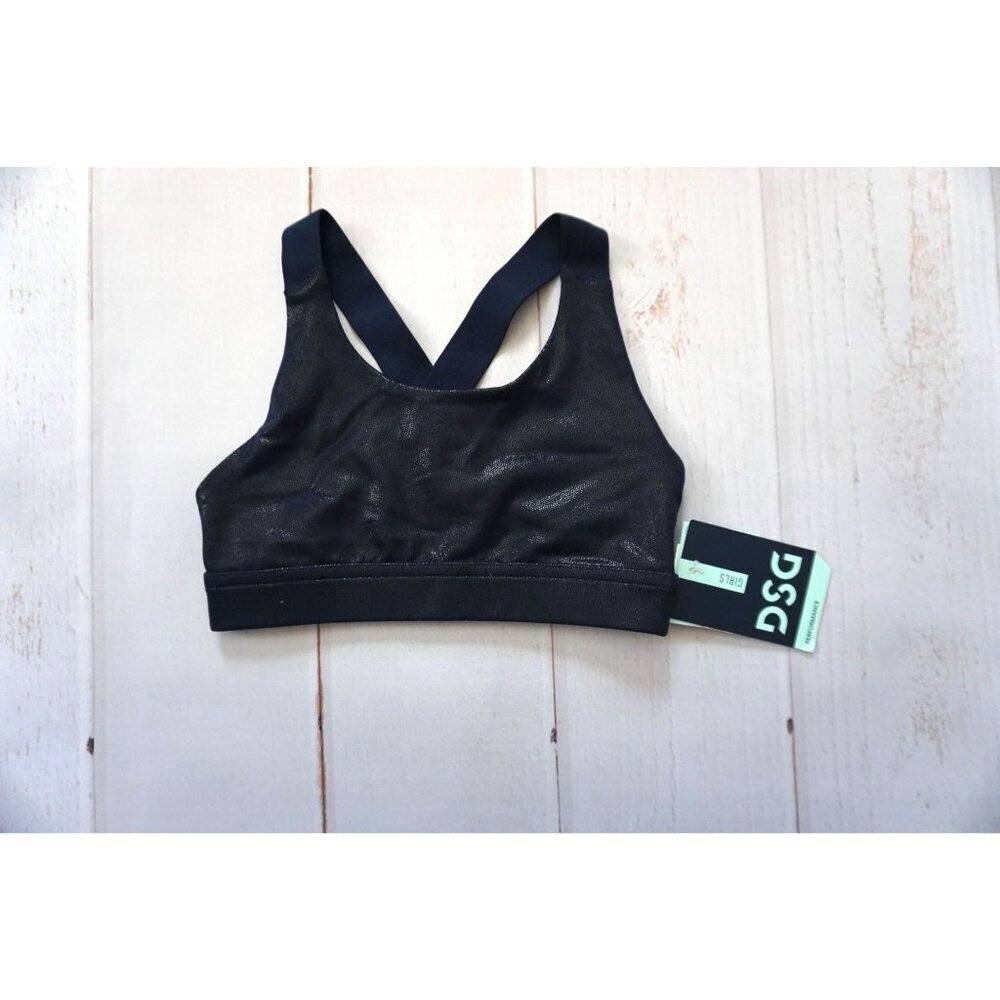 DSG Girl's Aspire Navy Foil Sports Bra - Size XS (6-7), NWOT